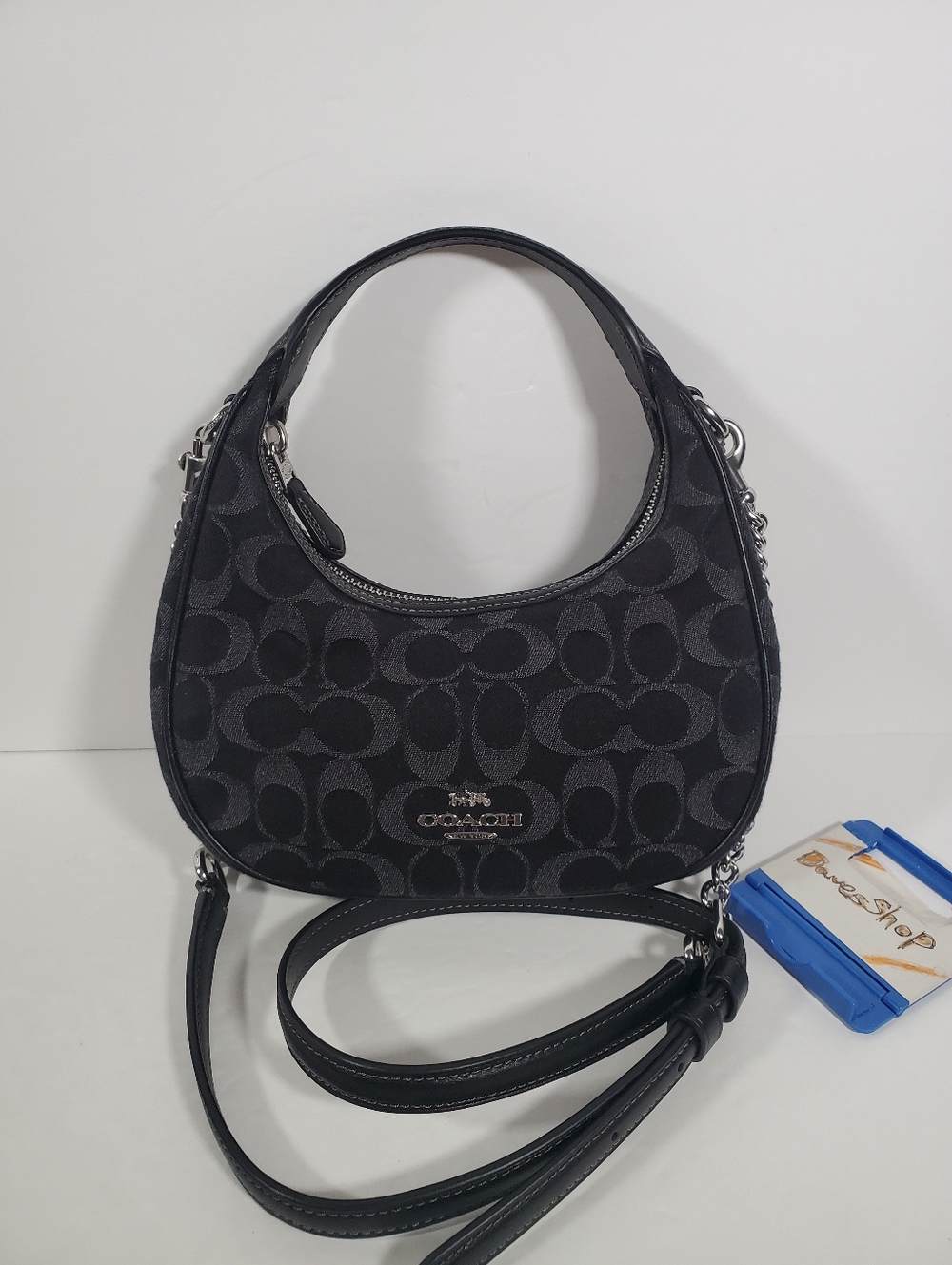 Coach Carmen Mini Crossbody Bag In Signature denim/Silver/Black NWT